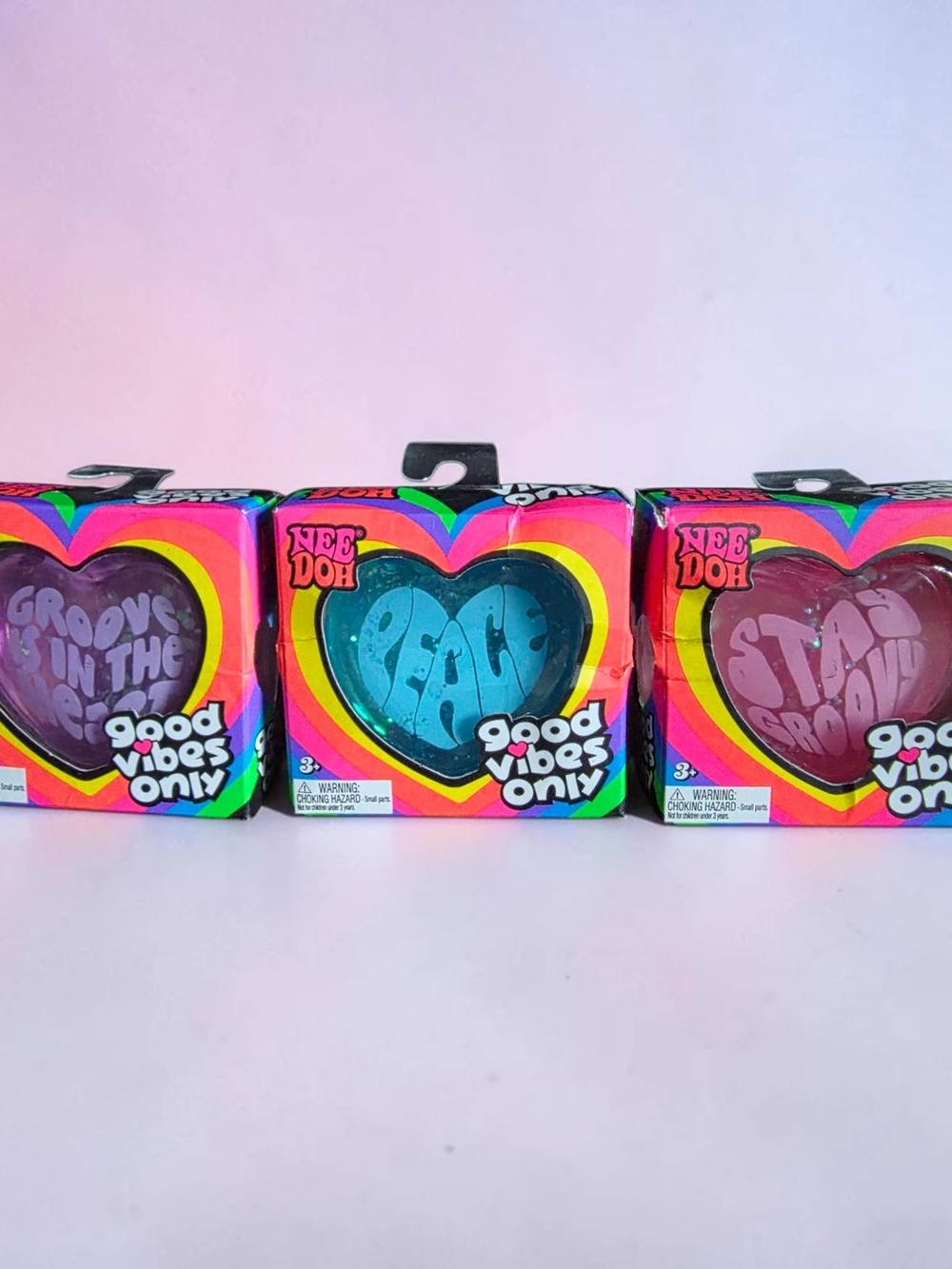 Needoh Good Vibes Only Heart Stress Ball - Blue Purple Pink